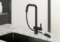 Смеситель для кухни Granula Kitchen Space 7273 черный матовый, подключение к фильтру, выдвижной излив, с душем