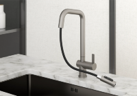 Смеситель для кухни Granula Kitchen Space 7273 сталь матовая, подключение к фильтру, выдвижной излив, с душем