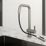 Смеситель для кухни Granula Kitchen Space 7273 сталь матовая, подключение к фильтру, выдвижной излив, с душем