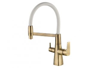 Смеситель для кухни ZORG Steel Hammer SH 818-8 BRONZE бронза\белый