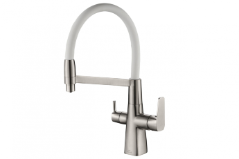 Смеситель для кухни ZORG Steel Hammer SH 818-8 SATIN белый\сатин