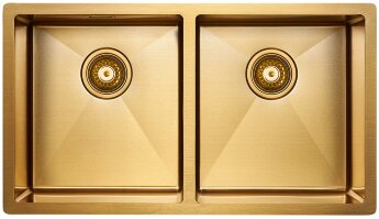 Мойка кухонная Paulmark Dopplet PM507844-BG из нержавеющей стали, брашированное золото