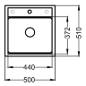 Мойка для кухни Granula Kitchen Space 5002i алюминиум, 50х51 см, квадратная