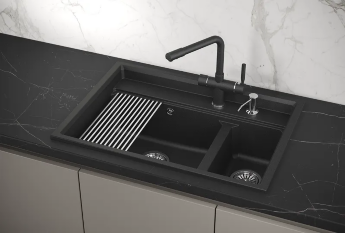 Мойка для кухни Granula Kitchen Space 7302 черный, 73х51 см, прямоугольная
