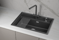 Мойка для кухни Granula Kitchen Space 7301i черный, 73х51 см, прямоугольная