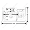 Мойка MELANA 6950S U 0,8/180 1,5-я чаша врезная прямоугольная с сифоном (228 t *10)