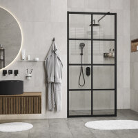 Душевая перегородка фиксированная WasserKRAFT Glan 66W40 черный профиль, 120x200 см