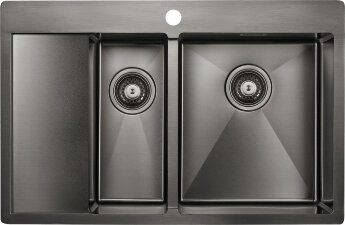 Мойка кухонная Paulmark Union PM537851-GMR из нержавеющей стали, вороненая сталь
