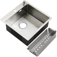 Мойка  MELANA ProfLine R5050HK 3,0/200 САТИН врезная квадратная в комплекте с дозатором и коландером