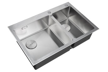 Кухонная мойка ZORG LUX 78-2-51-L INOX с накладкой