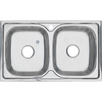 Кухонная мойка Melana 8148S , 2-ая чаша врезная прямоугольная с сифоном 0,8/210