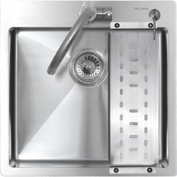 Мойка  MELANA ProfLine R5050H 3,0/200 САТИН врезная квадратная в комплекте с дозатором и коландером