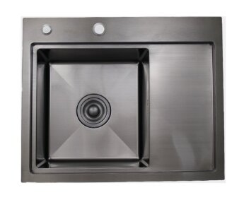 Мойка кухонная Hoffger HFG-5848B-L BLACK (Чаша слева)
