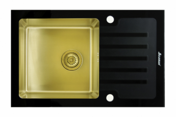 Кухонная мойка SEAMAN ECO Glass SMG-780B PVD Gold черное стекло