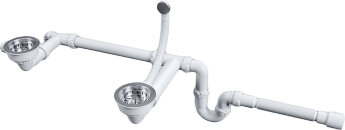 Арматура для двухчашевых кухонных моек Paulmark Trust PM1023-CR с круглым переливом, хром