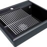 Комплект мойка кухонная Paulmark Stepia 60 из искусственного камня с ролл-матом Step PM115951-BLM+R375-BS, черный металлик