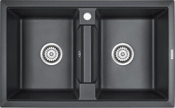 Мойка кухонная Paulmark Tandem 80/2 PM238150-BL из искусственного камня IT-Granit, черный