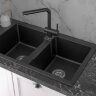 Мойка кухонная Paulmark Tandem 80/2 PM238150-BL из искусственного камня IT-Granit, черный