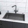 Мойка кухонная Paulmark Next Skew 74 Uni PM887444-MG из нержавеющей стали, матовый серый