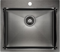 Мойка кухонная Paulmark Kroner 59 PM215951-GM из нержавеющей стали, вороненая сталь