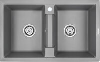 Мойка кухонная Paulmark Tandem 80/2 PM238150-GRM из искусственного камня IT-Granit, серый металлик