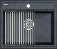 Комплект мойка кухонная Paulmark Stepia 60 из искусственного камня с ролл-матом Step PM115951-DG+R375-BS, графит