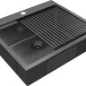 Комплект мойка кухонная Paulmark Kroner 59 Pro из нержавеющей стали с ролл-матом Pro PM705951-GM+R405-GM, вороненая сталь