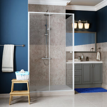 Душевой уголок прямоугольный WasserKRAFT Rhin 44S22 100x90x200 см, раздвижная дверь, белый профиль