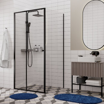 Душевой уголок квадратный WasserKRAFT Dill 61S19 100x100x200 см, раздвижная дверь, черный профиль