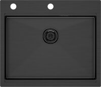 Мойка кухонная Paulmark Kroner 59 Pro PM705951-GM из нержавеющей стали, вороненая сталь