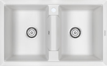 Мойка кухонная Paulmark Tandem 80/2 PM238150-WH из искусственного камня IT-Granit, белый
