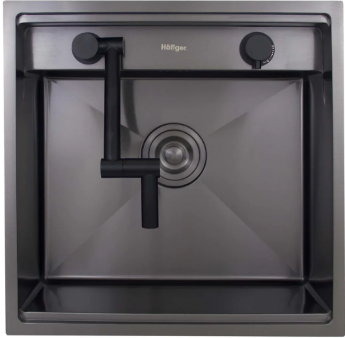 Комплект для кухни мойка и смеситель Hoffger Klape 5050 Black (Чёрный)