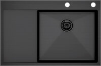 Мойка кухонная Paulmark Kroner 78F Edge PM777851-GMR из нержавеющей стали, вороненая сталь