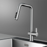 Смеситель для кухни Granula Kitchen Space 7273 сталь сатин, подключение к фильтру, выдвижной излив, с душем
