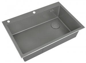Мойка для кухни ZORG LUX 7551 GUN GREY серая с накладкой